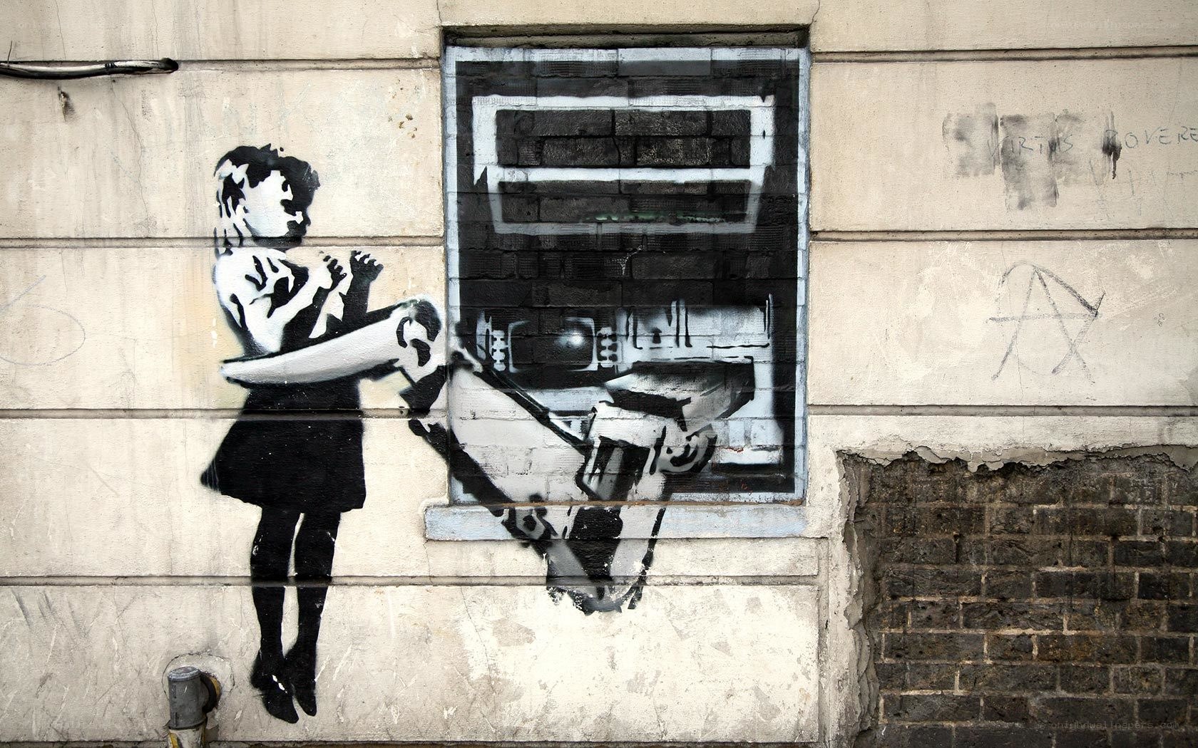 Girl with balloon graffiti