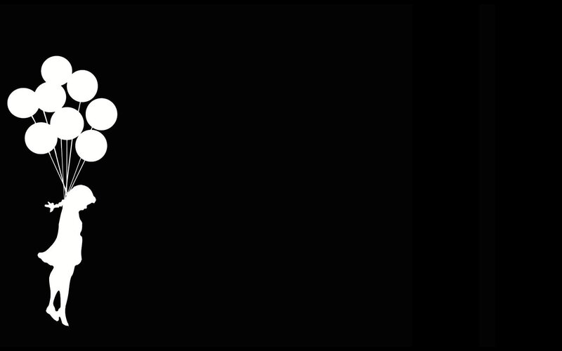 Girl with balloons silhouette