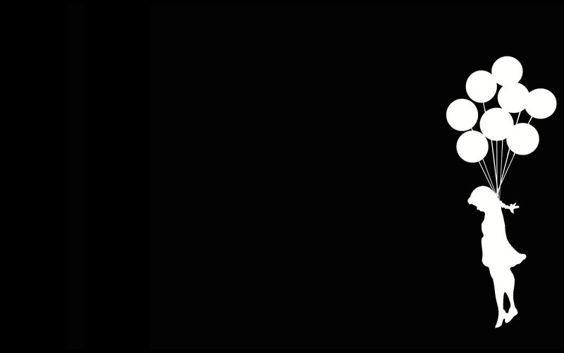Girl with balloons silhouette