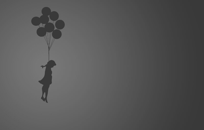 girl with balloons silhouette