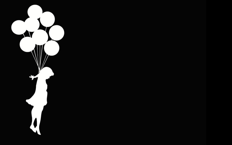 Girl with balloons silhouette