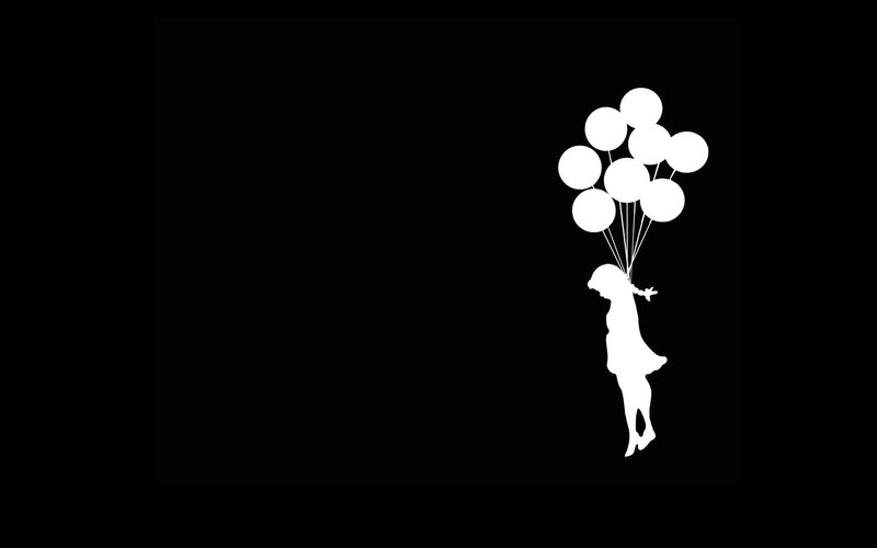 Girl with balloons silhouette