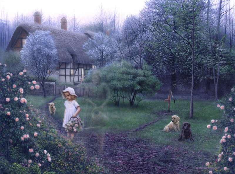 Girl with Basket in Garden