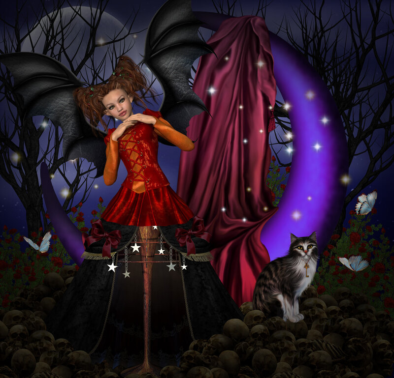 Girl with Bat Wings — Purple