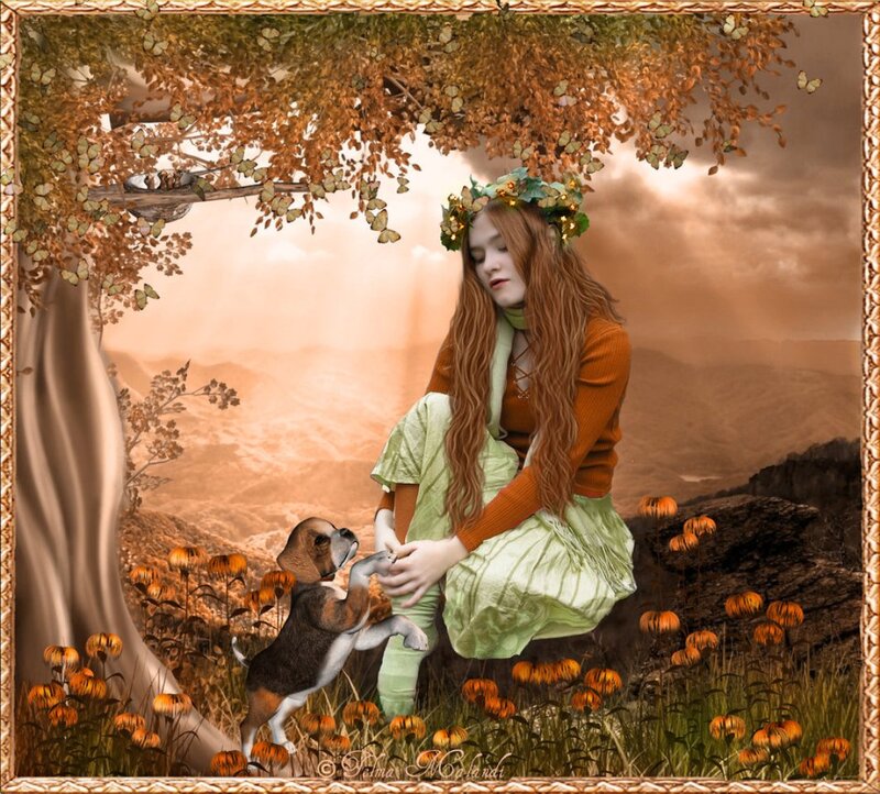 Girl with Beagle Puppy