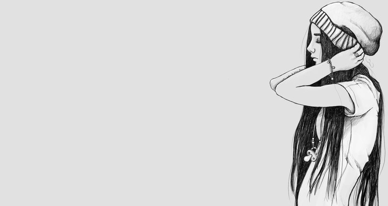 girl with beanie drawing