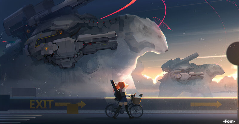 Girl with Bicycle — Gray