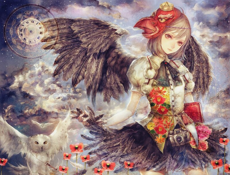 Girl with Bird Mask — Purple