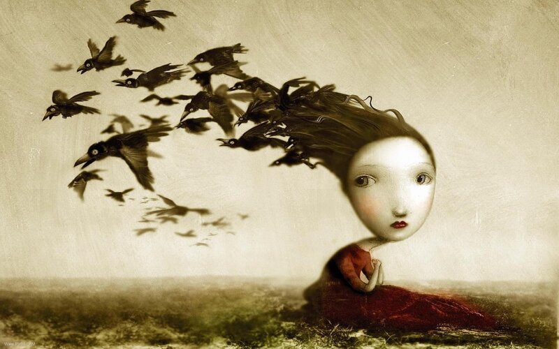 Girl with Birds for Hair