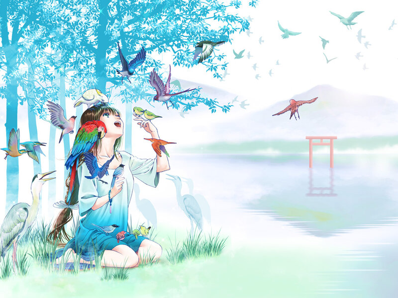 Girl with Birds