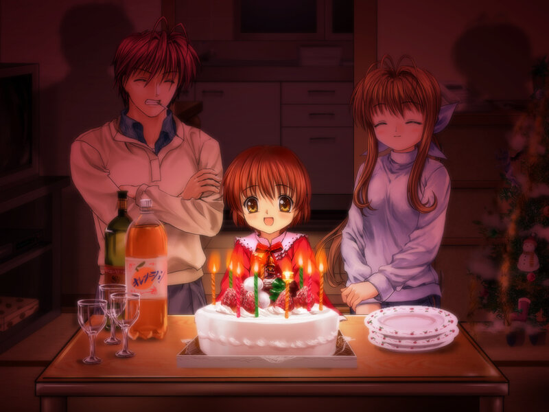 Girl with Birthday Cake — Red