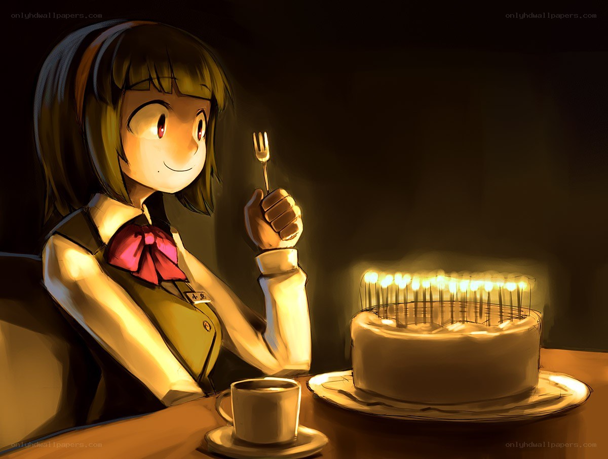 Girl with birthday cake