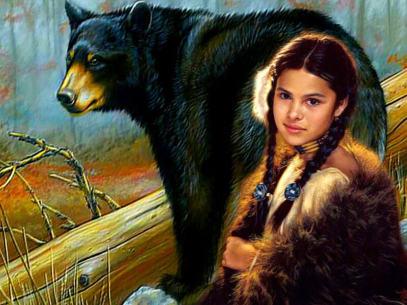 Girl with Black Bear