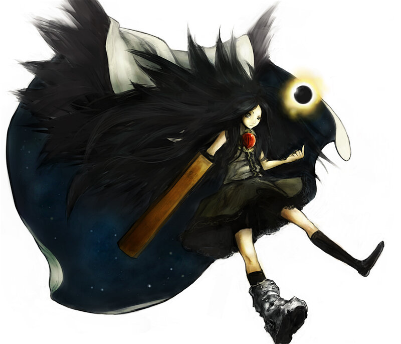 Girl with Black Bird — Dramatic