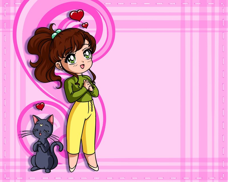 Girl with Black Cat — Pink