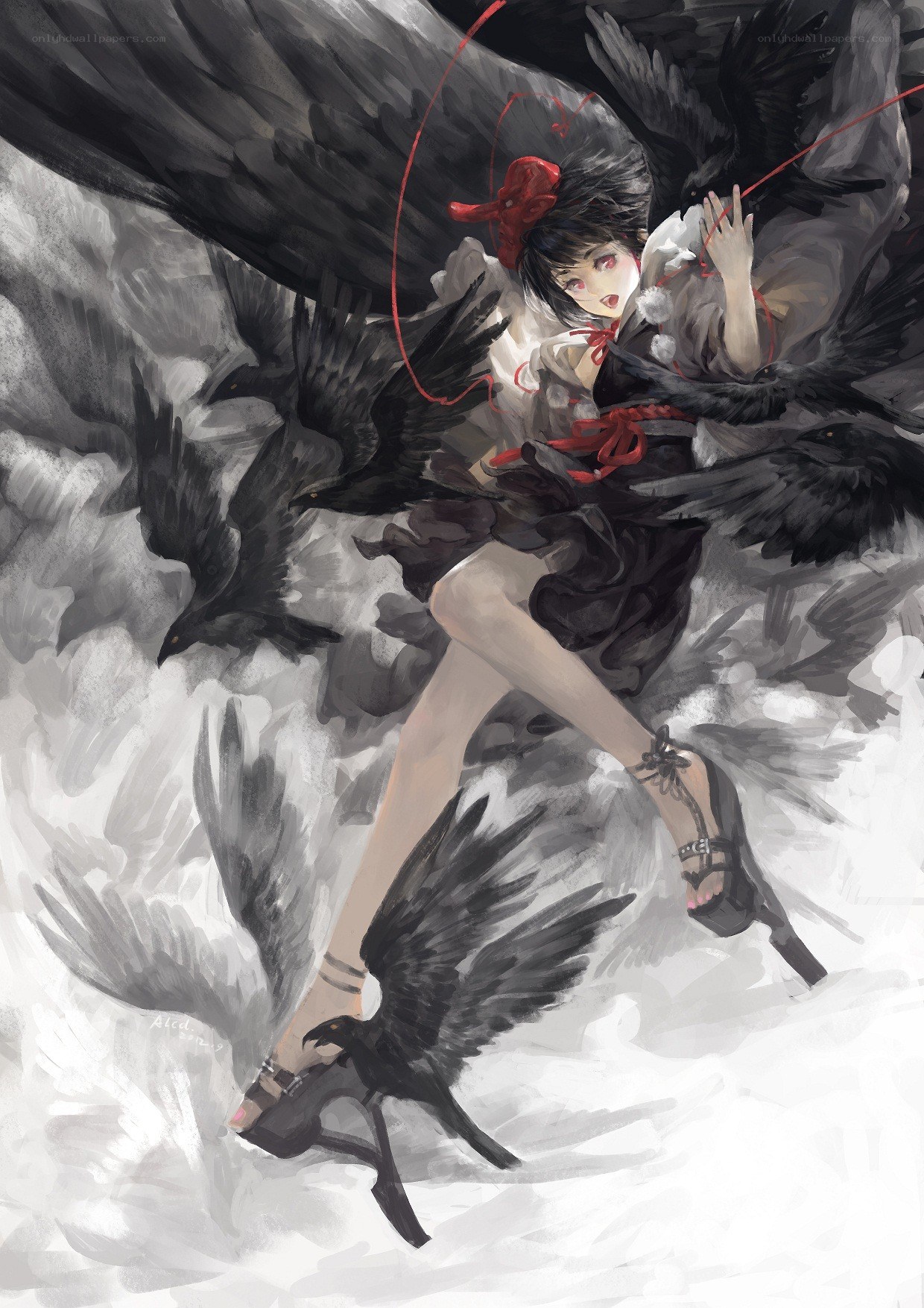 girl with black crows