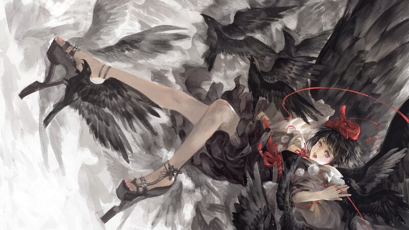 Girl with Black Wings — Dramatic, Digital Art