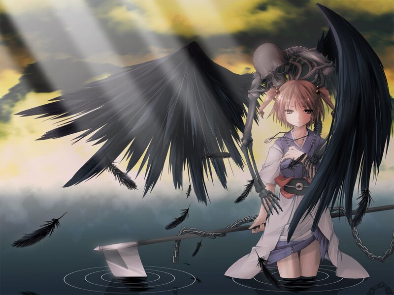 Girl with Black Wings — Dramatic, Sunset, Anime
