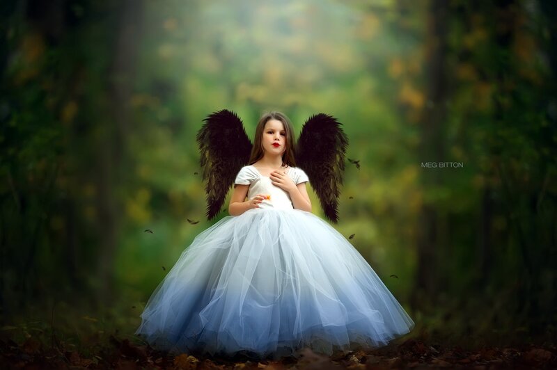 Girl with Black Wings — Green, Dramatic