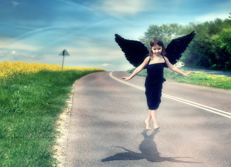 Girl with Black Wings — Green