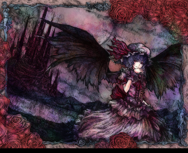Girl with Black Wings — Purple, Dramatic, Night