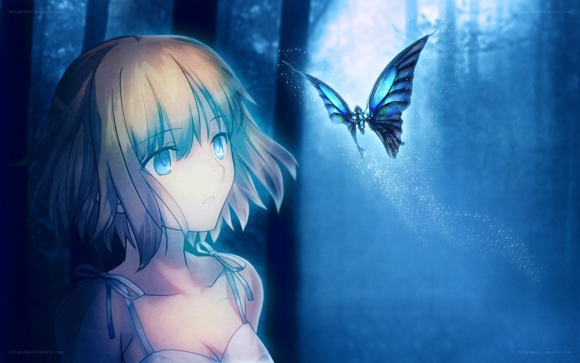 girl with blue butterfly