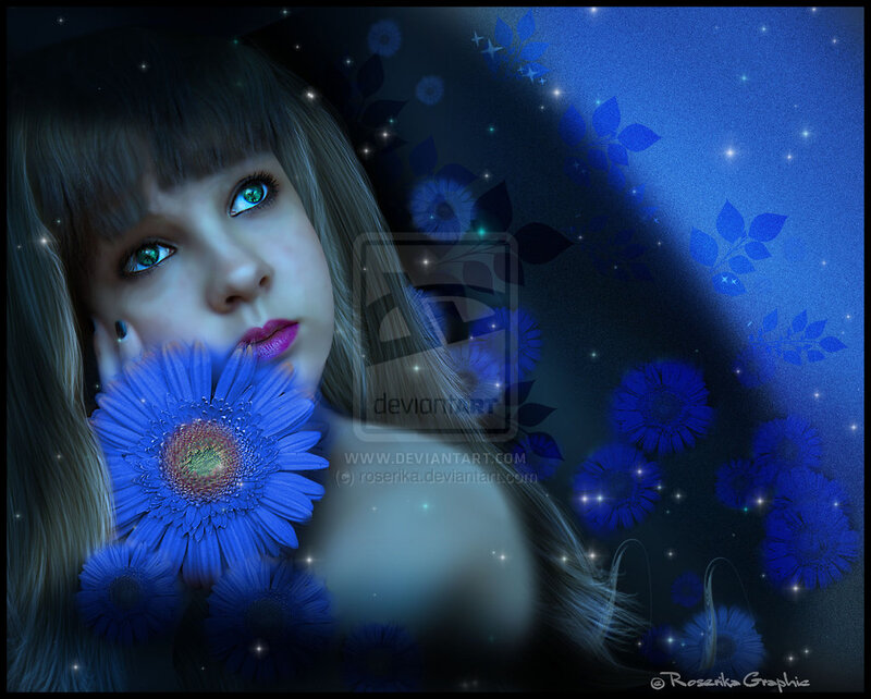 Girl with Blue Flower — Dreamy