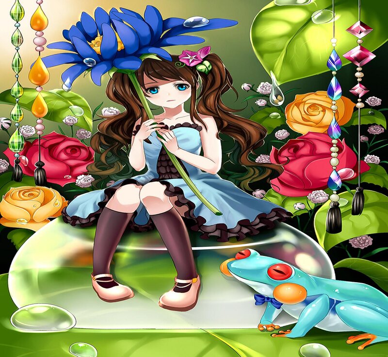 Girl with Blue Flower — Serene