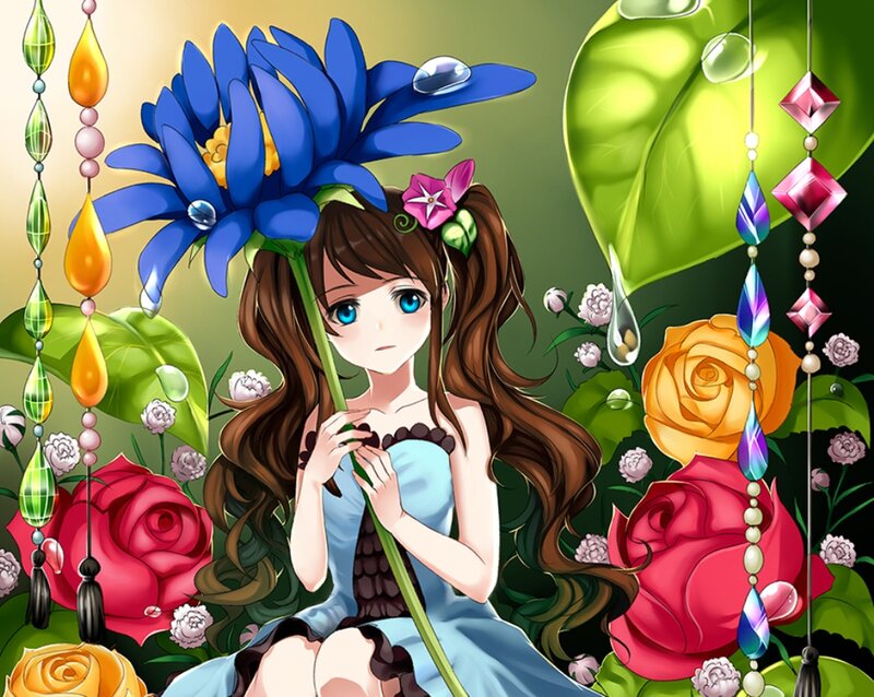 Girl with Blue Flower