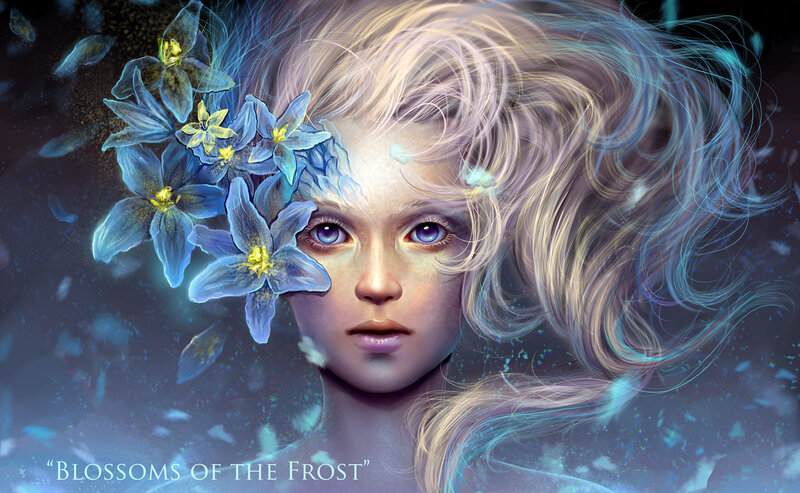 Girl with Blue Flowers — Ethereal, Winter
