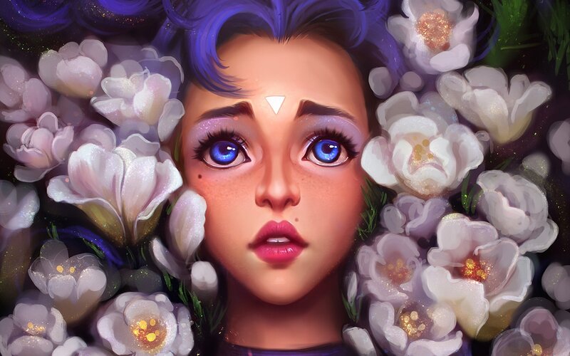 Girl with Blue Hair — Purple, Dreamy
