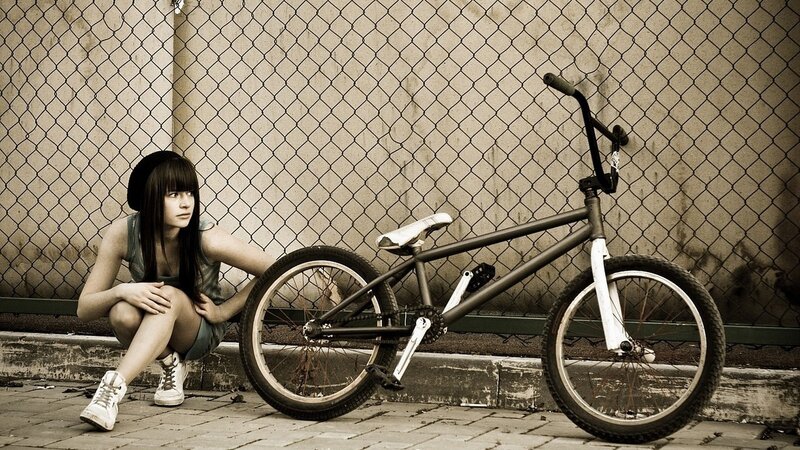 Girl with BMX bike