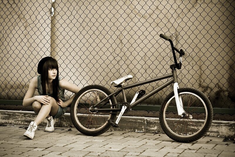 Girl with BMX bike