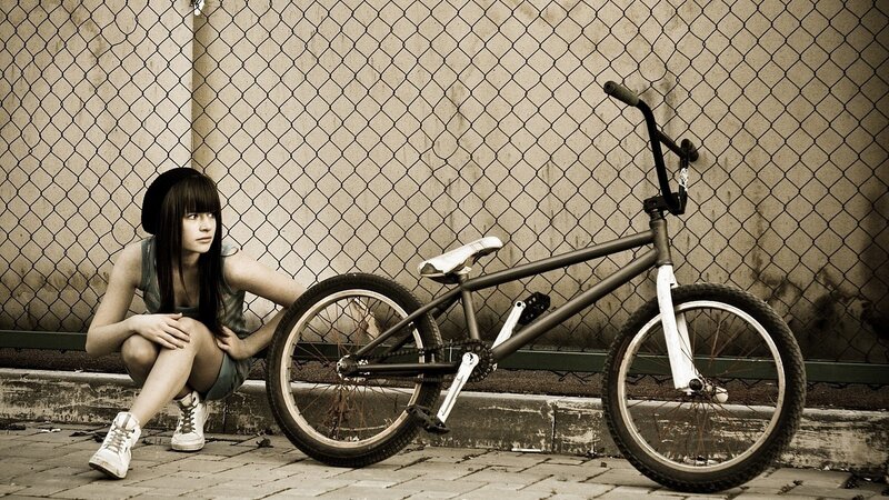 Girl with BMX bike