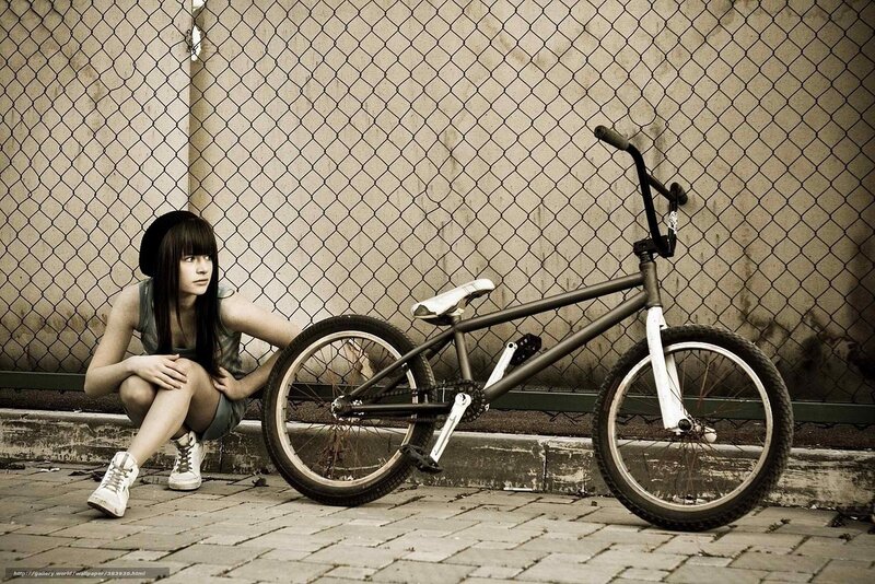 Girl with BMX Bike — Brown