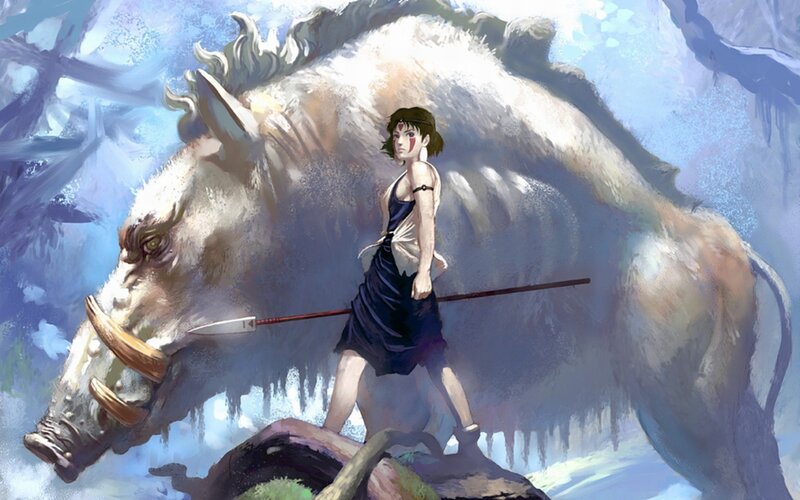 Girl with Boar — Blue, Dramatic, Winter