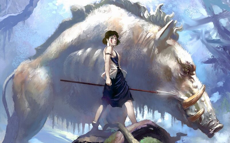 Girl with Boar — Blue