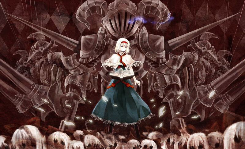 girl with book and armored figures
