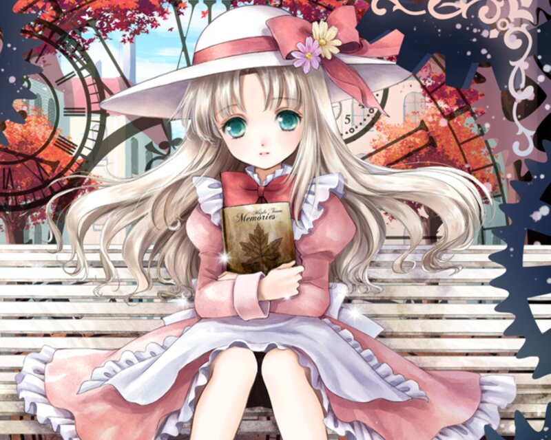 Girl with Book on Bench