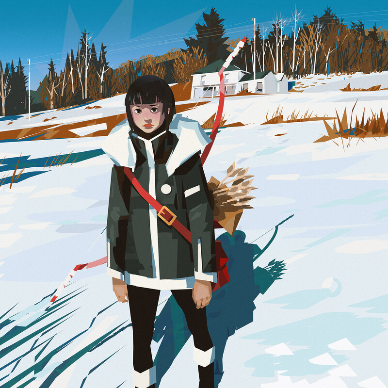 Girl with Bow and Arrows — White