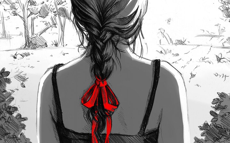 Girl with Braided Hair — Black