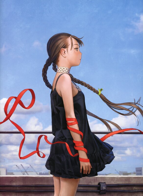 Girl with Braided Hair — Blue, Serene, Afternoon