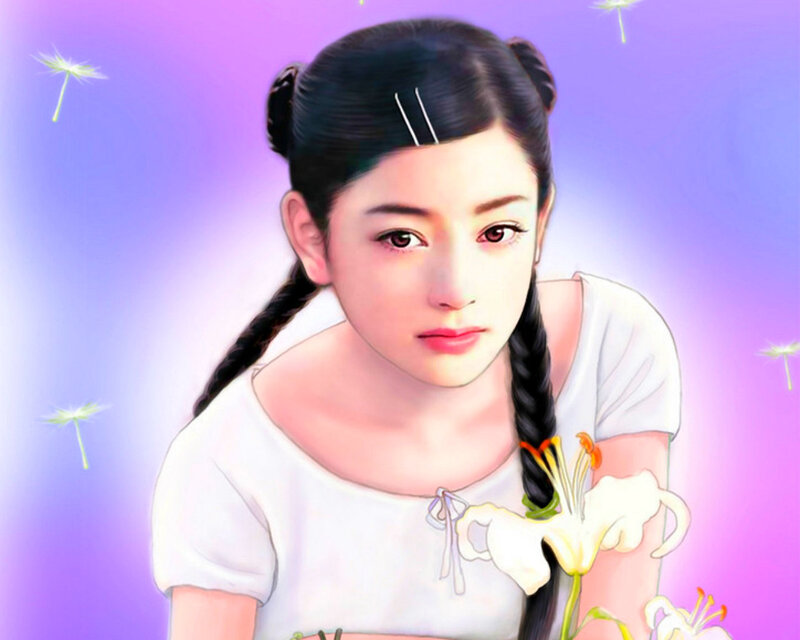 Girl with Braided Hair — Purple, Serene