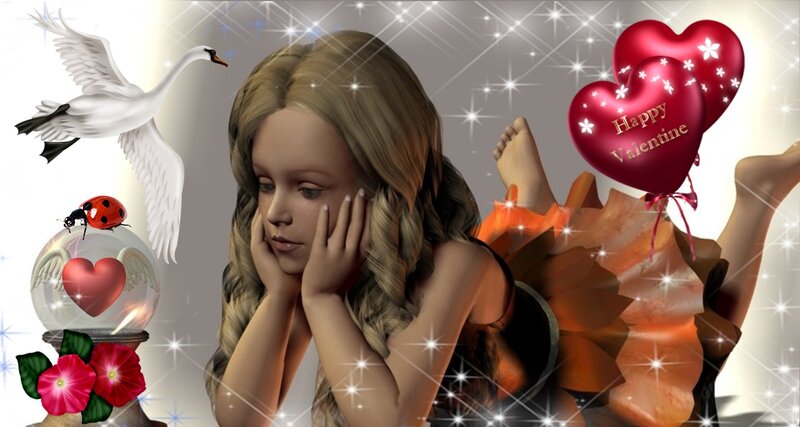 Girl with Braided Hair — Red, Festive