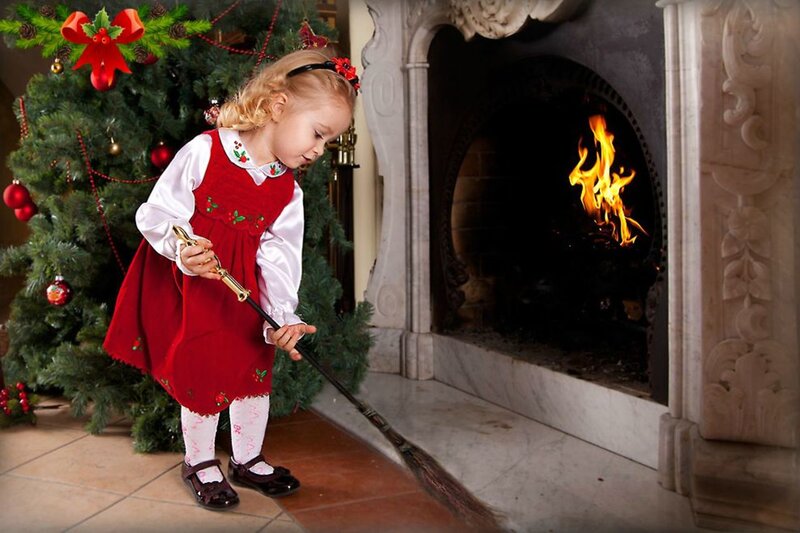 Girl with Broom — Red