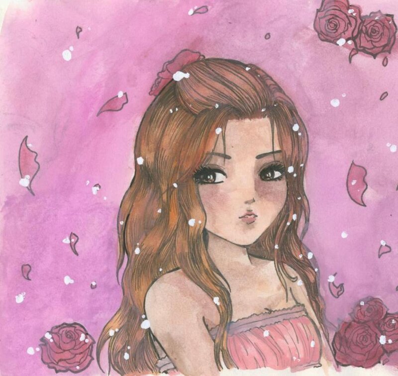 Girl with Brown Hair — Pink