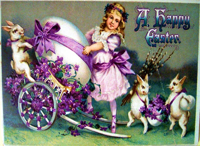 Girl with Bunnies and Egg