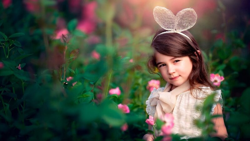 Girl with Bunny Ears — Green