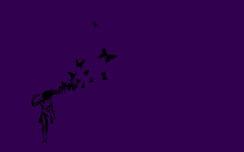 Girl with butterflies from head