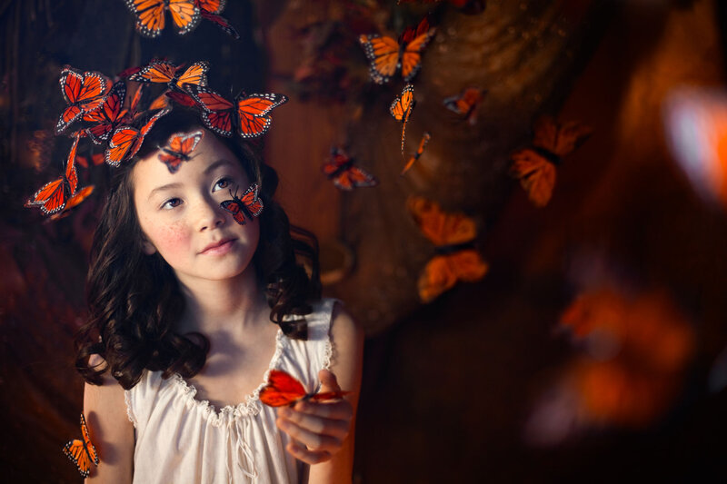 Girl with Butterflies — Orange